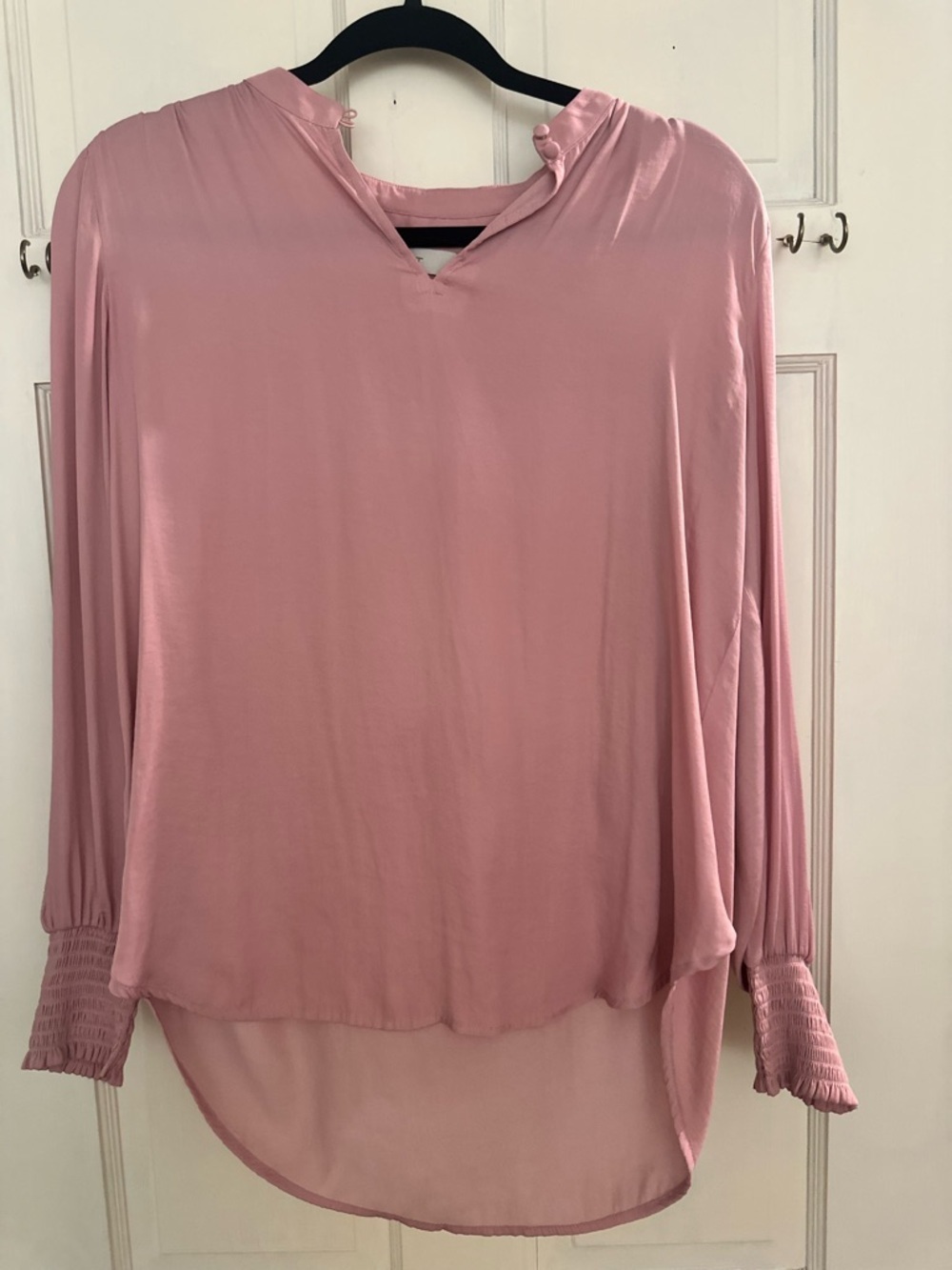 LOFT Dusty Pink Long-Sleeve V-Neck Blouse